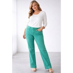 Eileen Fisher Jeans Women's Size 10 Straight Leg Teal Organic Cotton Spandex